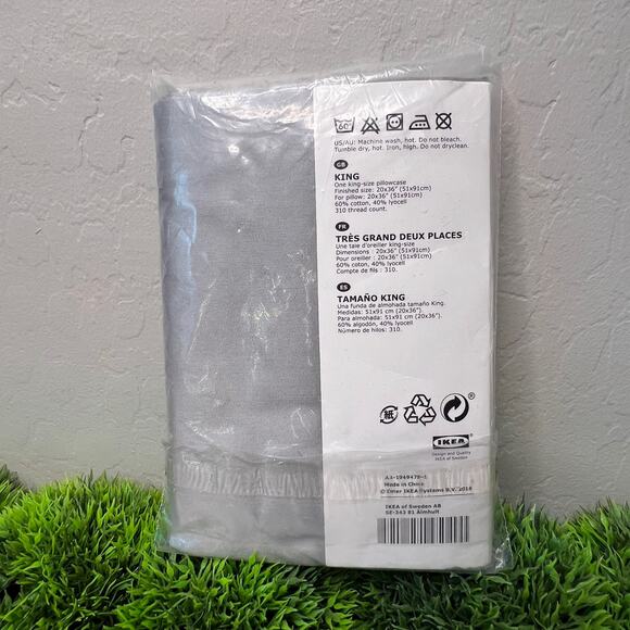IKEA Nattjasmin King size pillow sham cover Gray - Picture 3 of 5